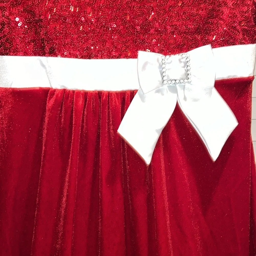 NWT Bonnie Jean red velvet Christmas Santa‎ dress girls 16